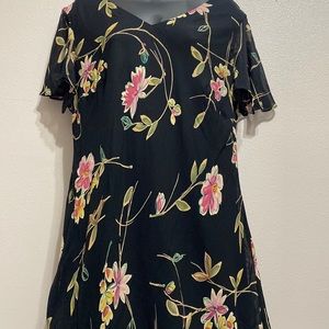 Donna Ricco black flower print dress